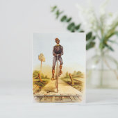 Carte Postale Monter le penny-farthing (Debout devant)