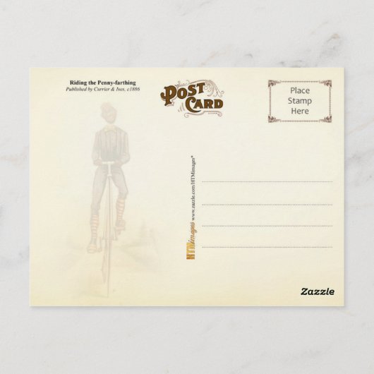 Carte Postale Monter le penny-farthing (Dos)