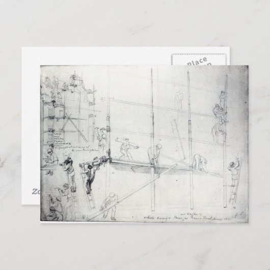 Carte Postale Monter l'échafaudage devant la maison de Craig (Devant / Derrière)