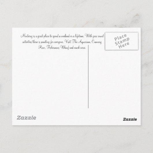 Carte Postale Monterey Bay, Ca (Dos)