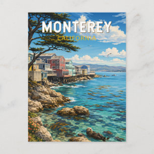 Carte Postale Monterey Californie Illustration Voyage Art Rétro