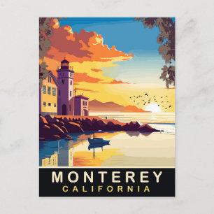 Carte Postale Monterey, Coucher de soleil romantique, Californie