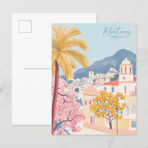 Carte Postale Monterrey Mexique Illustration de peinture Gouache