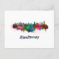Monterrey skyline in watercolor
