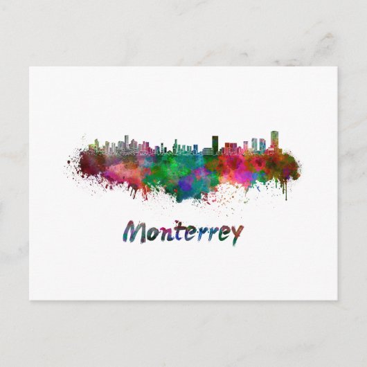 Carte Postale Monterrey skyline in watercolor (Devant)