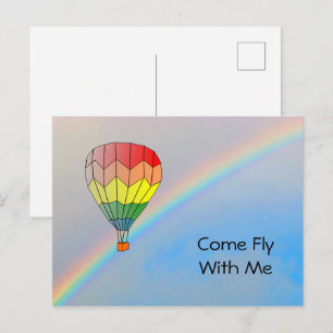 Carte postale - Montgolfière et arc-en-ciel