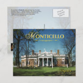 Carte Postale Monticello, Maison de Jefferson, Virginie (Devant / Derrière)