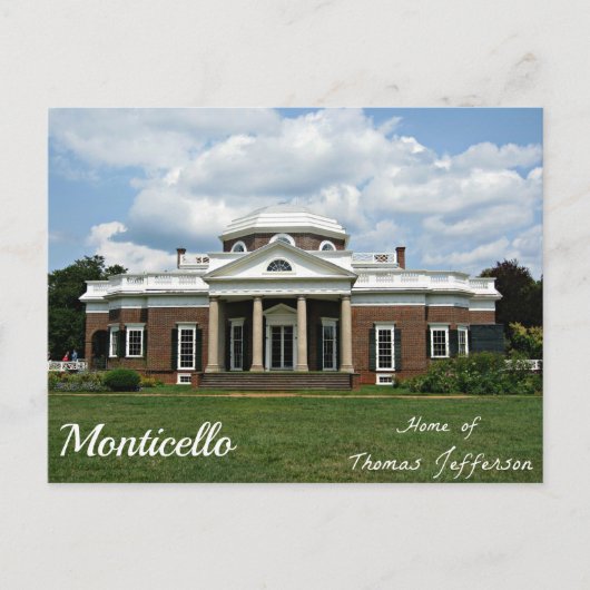 Carte Postale Monticello, Maison de Thomas Jefferson (Devant)