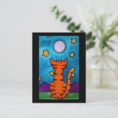 Carte Postale Montre de chat Pleine lune (Debout devant)