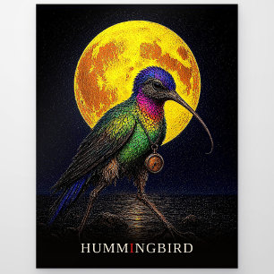 Carte Postale Montre de poche colibri gothique Surréaliste