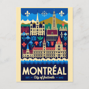 Carte Postale Montréal Canada Affiche d'art rétro de voyage