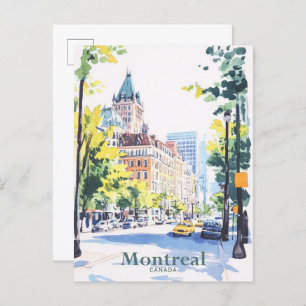 Carte Postale Montréal Canada Illustration de peinture Gouache V