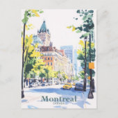 Carte Postale Montréal Canada Illustration de peinture Gouache V (Devant)