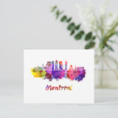 Carte Postale Montréal V2 skyline in watercolor splatters (Debout devant)