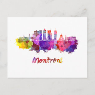 Carte Postale Montréal V2 skyline in watercolor splatters