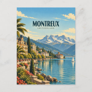Carte Postale Montreux Suisse Art de Voyage Rétro