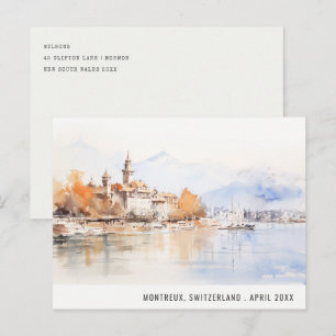 Carte Postale Montreux Suisse Paysage Aquarelle Voyage
