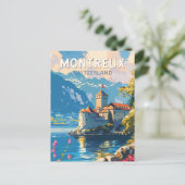 Carte Postale Montreux Suisse Voyage Art Vintage (Debout devant)