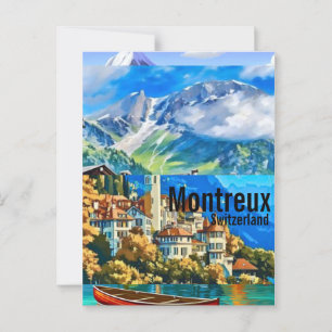 Carte Postale Montreux Travel Print Wall Art Montreux Wall Hangi