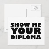 CARTE POSTALE MONTREZ-MOI VOTRE DIPLÔME (Devant / Derrière)