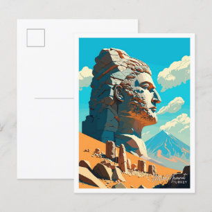 Carte Postale Monts Nemrut Turquie Voyage illustration Vintage
