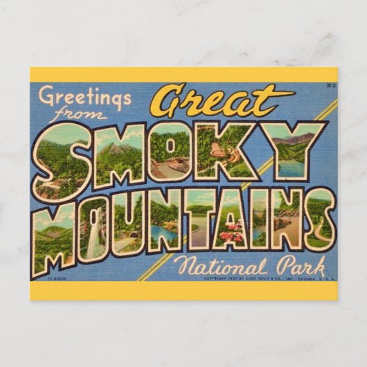 Carte Postale Monts Retro Great Smoky (Devant)