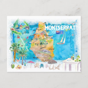 Carte Postale Montserrat Antilles Illustré Voyage dans les Caraï