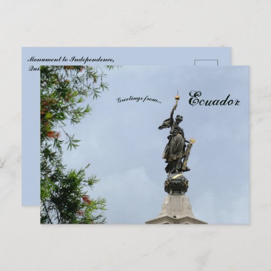 Carte Postale Monument à l'Indépendance Quito Ecuador (Devant / Derrière)