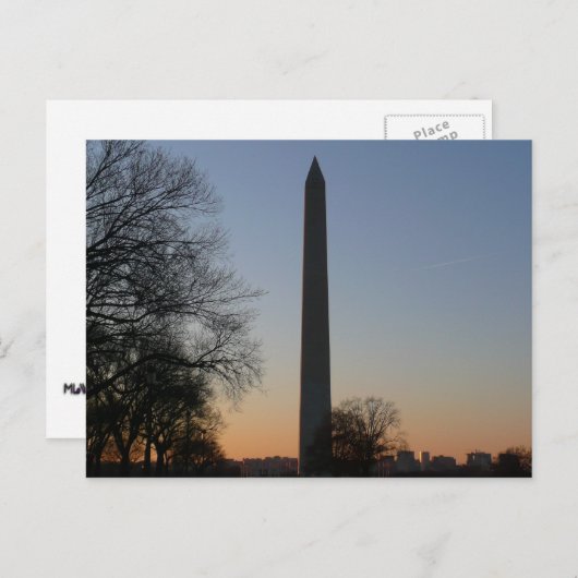 Carte Postale Monument à Washington au coucher du soleil à DC (Devant / Derrière)
