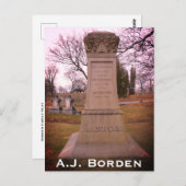 Carte Postale Monument Borden, Fall River, MA - A.J. Borden (Devant / Derrière)