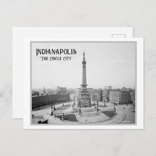 Carte Postale Monument Circle, Indianapolis (Devant / Derrière)