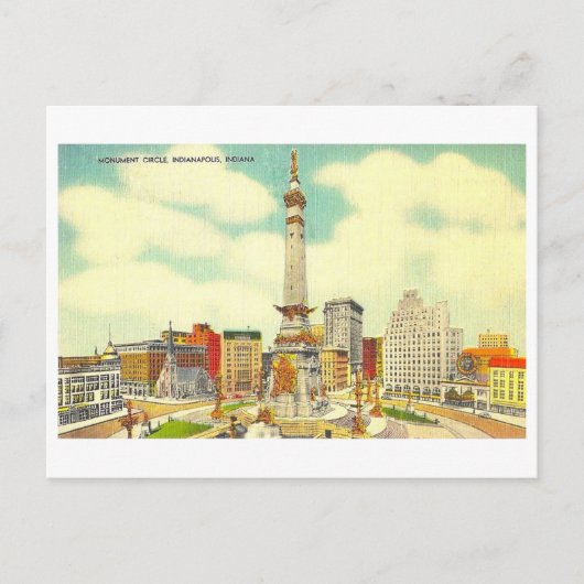 Carte Postale Monument Circle, Indianapolis, Indiana Vintage (Devant)