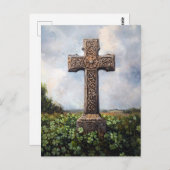 Carte Postale Monument de croix ornée Trèfles de trèfle (Devant / Derrière)