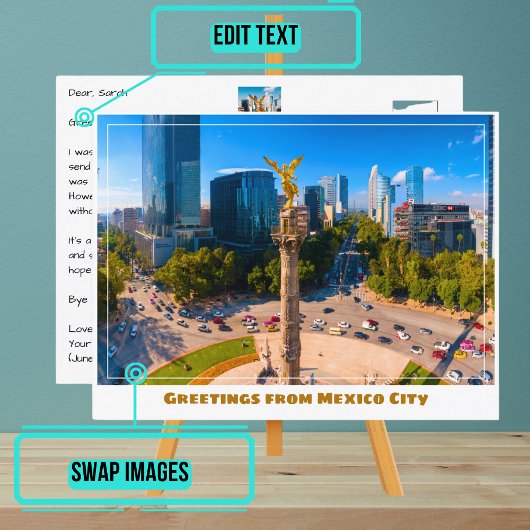 Carte Postale Monument de l'Indépendance avec Skyline Mexico