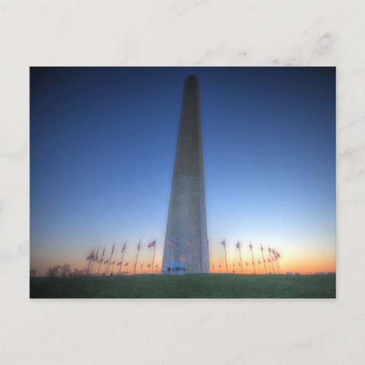 Carte Postale Monument de Washington avec coucher de soleil oran (Devant)