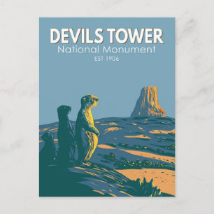 Carte Postale Monument national de Devils Tower Prairie Dog Vint
