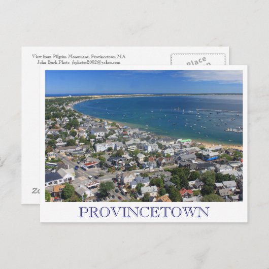 Carte Postale Monument Pèlerin Vue Provincetown Cape Cod (Devant / Derrière)