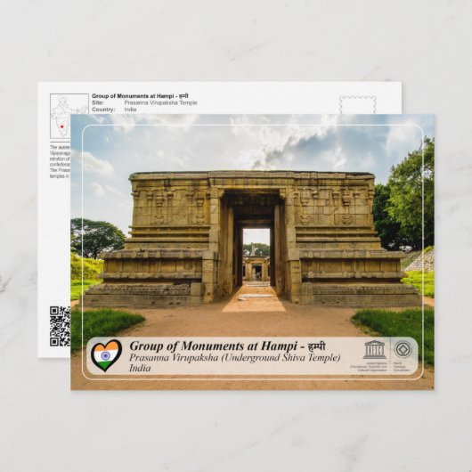 Carte Postale Monuments à Hampi - Temple Shiva souterrain (Devant / Derrière)