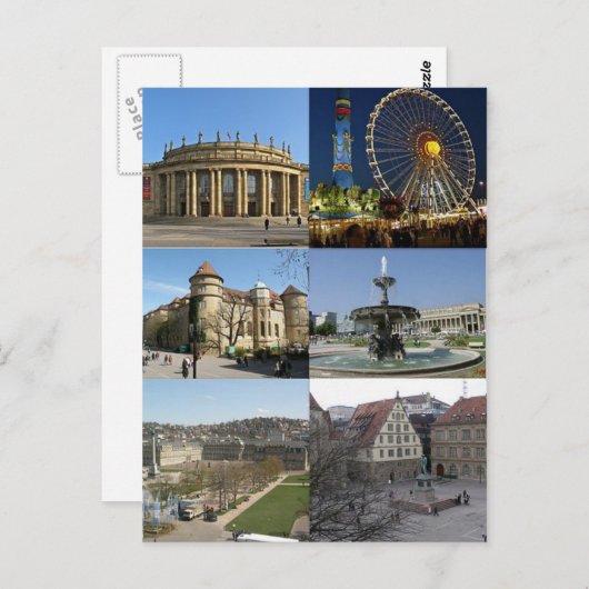 Carte Postale Monuments de Stuttgart, Allemagne (Devant / Derrière)