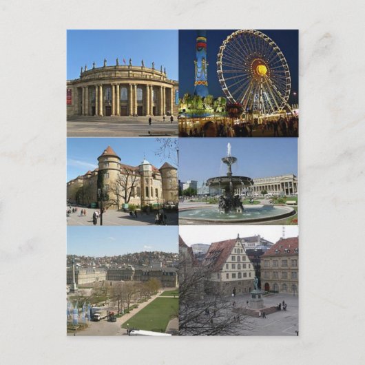 Carte Postale Monuments de Stuttgart, Allemagne (Devant)