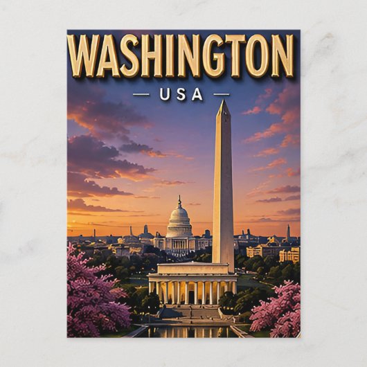 Carte Postale Monuments du Capitole de Washington DC Skyline (Devant)