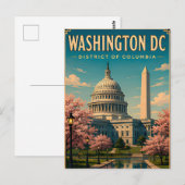 Carte Postale Monuments et ciel du Capitole de Washington DC (Devant / Derrière)