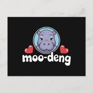 Carte Postale Moo Deng Bouncy Pig en image de bébé hippopotame t