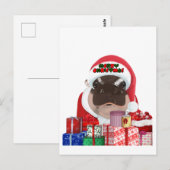 Carte Postale Moo Deng Hippo Noël (Devant / Derrière)