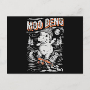 Carte Postale Moo Deng : Jouer à l'hippo en faisant du skateboar
