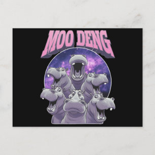 CARTE POSTALE MOO-DENG LE BÉBÉ CÉLÈBRE HIPPOPOTAME PYGMÉE MOODEN