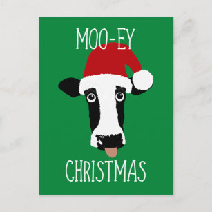 Carte Postale Moo-ey Vache de Noël Funny Père Noël