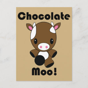 Carte postale Moo Kawaii Cow au chocolat