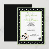 Carte Postale Moo Vache noir blanc Baby shower vert Invitation (Devant / Derrière)