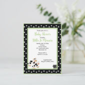 Carte Postale Moo Vache noir blanc Baby shower vert Invitation (Debout devant)